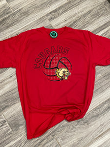 RED SHIRT Printed on COMFORT COLOR! - Black Text Volleyball with Mascot