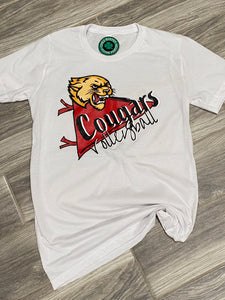 White GILDAN SWEATShirt - Red Cougars Pendent