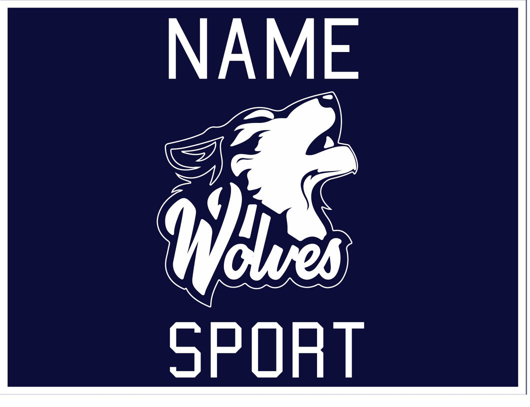 Navy Wolves Mascot with Name Yard Sign