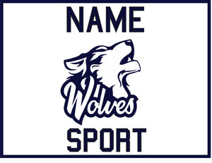 White Background Wolves Mascot with Name Yard Sign